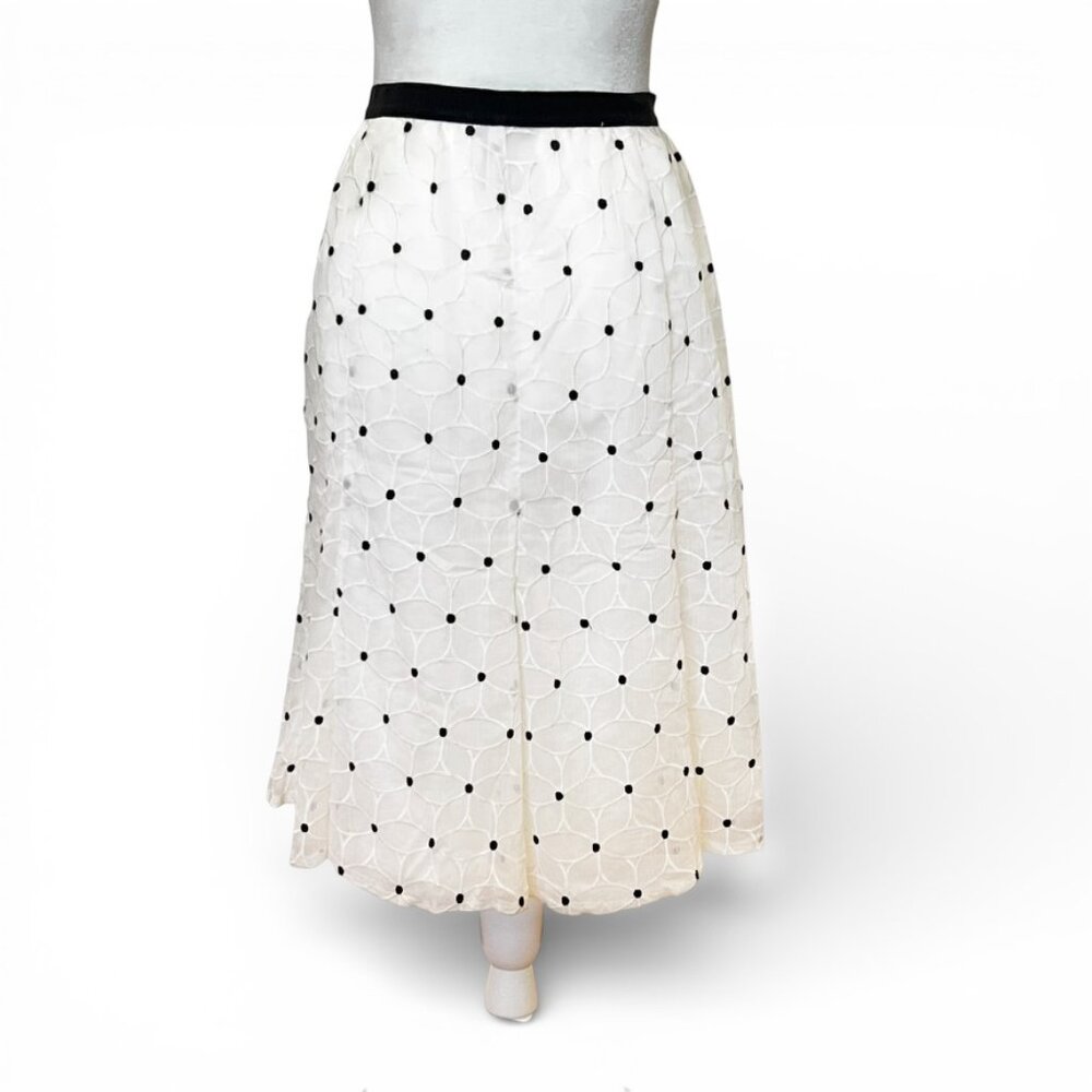 Ann Taylor Embroidered Floral A-Line Skirt Cream 8 Cottagecore Wedding Poetcore - Picture 3 of 11
